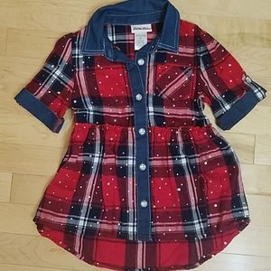 Denim and plaid, sequenced tunic, 4T